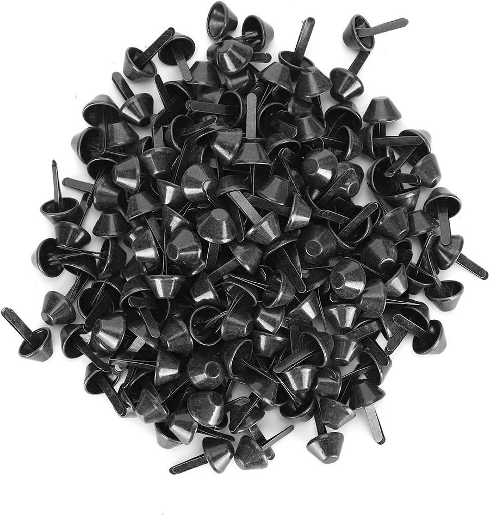 Akozon 200pcs Schwarze Flache F?e Stollen 12mm Leder -Bastelzubeh?r fr Gep?ck, Taschen und Handtaschen