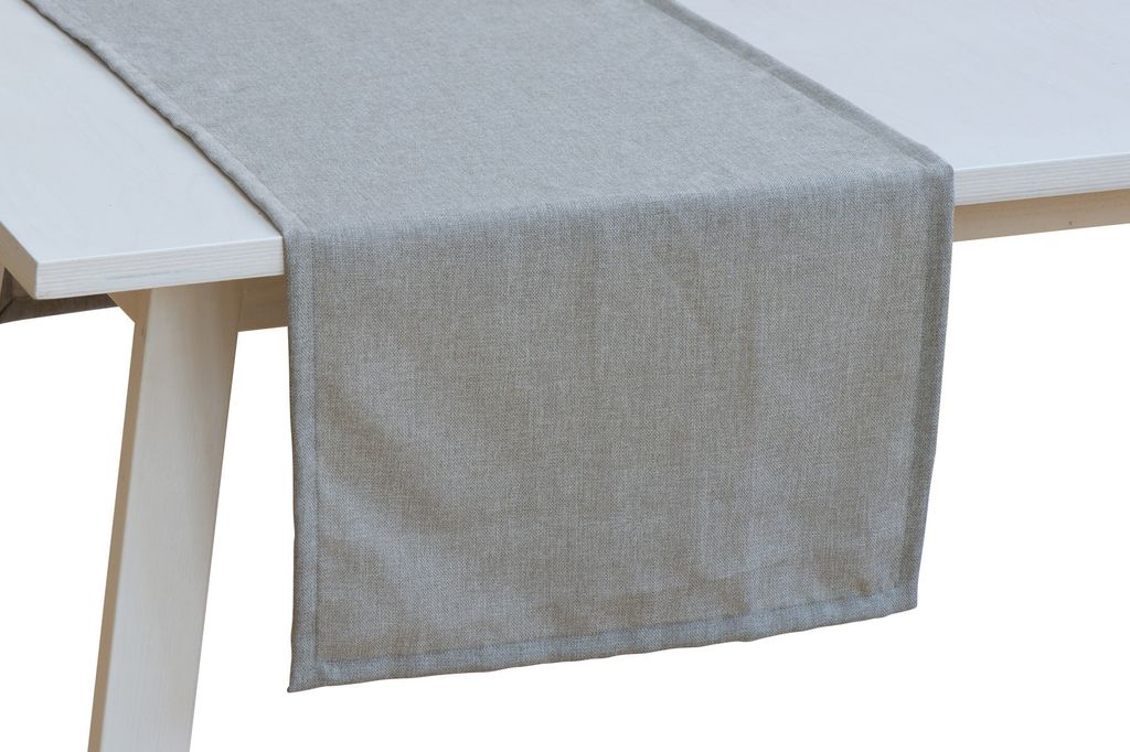 Pichler Strukturuni mit Fleckschutz uni Tischläufer 1er Set 150 x 50 cm PANAMA Rechteck grau , 2 cm breit gesäumt