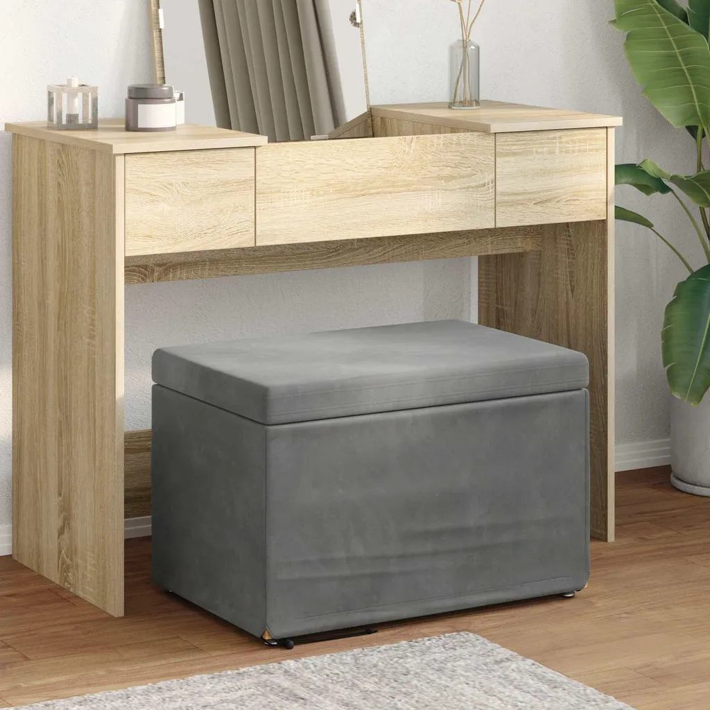 Sgabello vidaXL 60x40x40 cm Velluto Grigio | Robusto e Professionale - 2