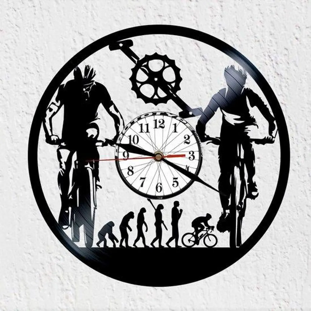 Horloge vélo noire 30 cm silencieuse pour déco murale aéro sport