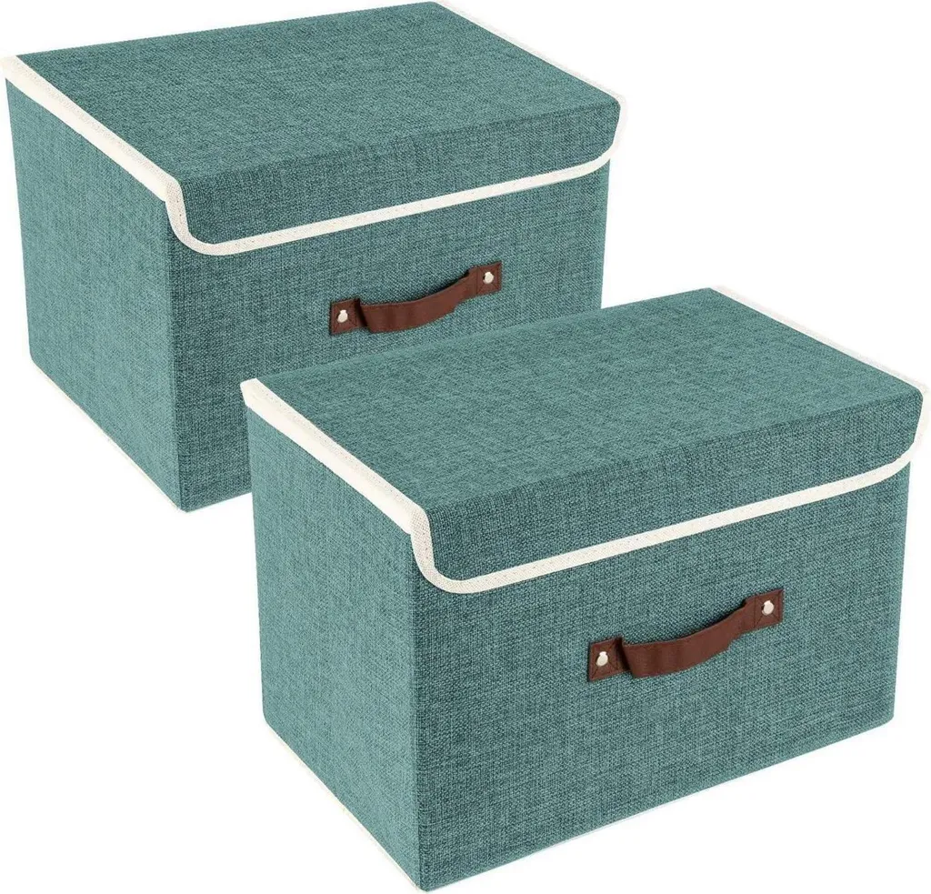 Rangement dressing et bureau : 2 boîtes pliables Aqua Deep 38x25x25 cm