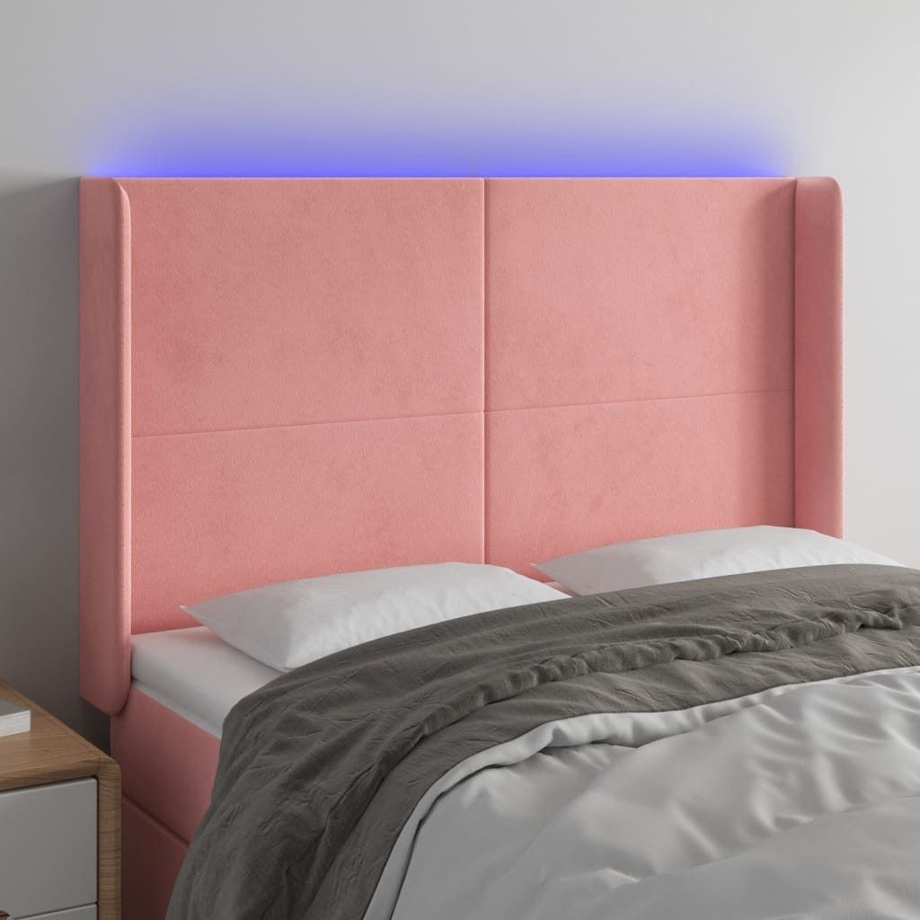 Maison Exclusive - LED Kopfteil Rosa 147x16x118/128 cm Samt