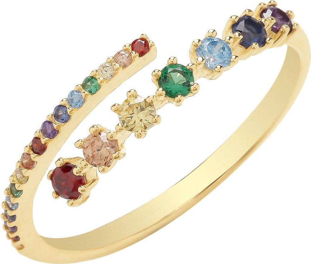 Schöner 9 Karat (375) Gold Damen - Wickelring mit Zirkonia, 55 (17.5); TRS35195RSO