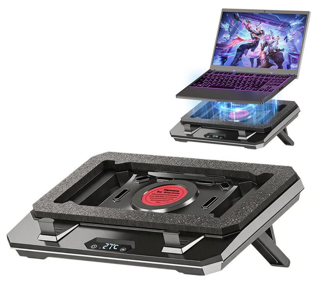 Laptop-Kühlpad mit verstellbarem Ständer, Turbo-Kühlsystem für 10–17 Zoll Gaming-Laptops, flexibler Dichtungsring und stabile Kühlung