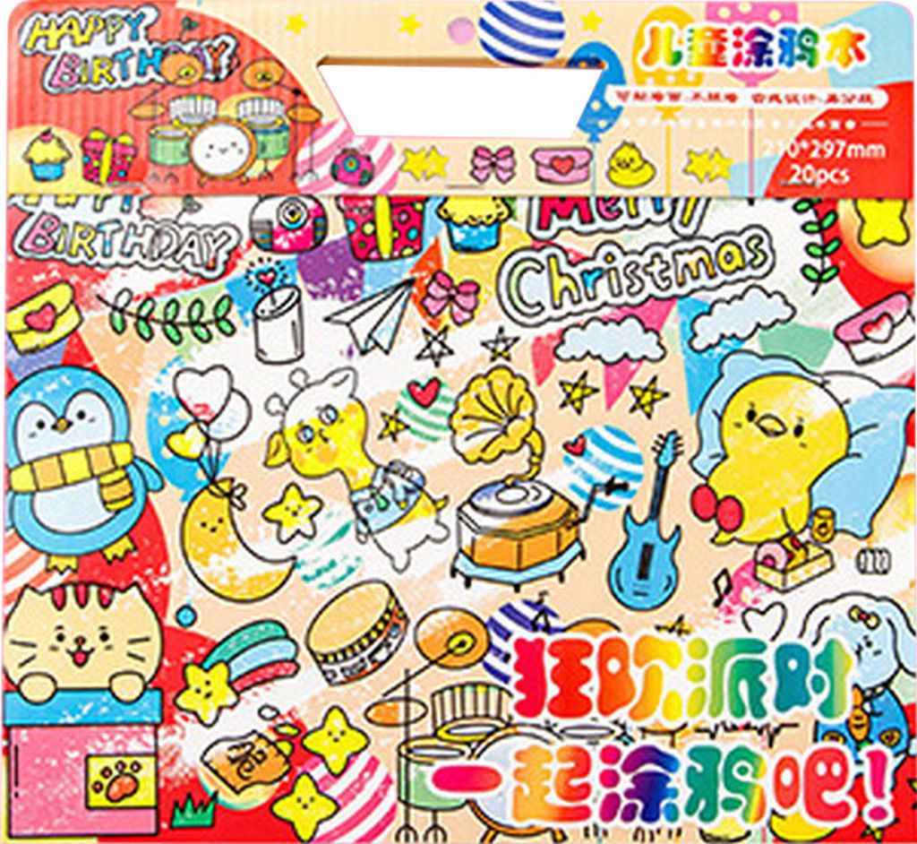 Graffiti-Malbuch, reichhaltiges Thema, selbstklebend, mit Griff, Astronautenmuster, Aquarell-Graffiti-Buch für Kinder, Schreinbedarf