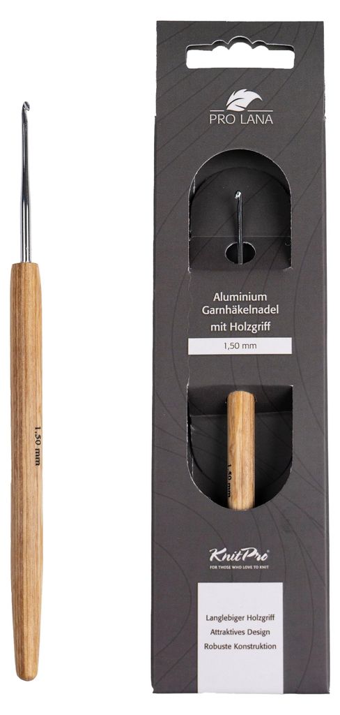 Pro Lana KnitPro NATURAL Aluminium Häkelnadel mit Produktbild 