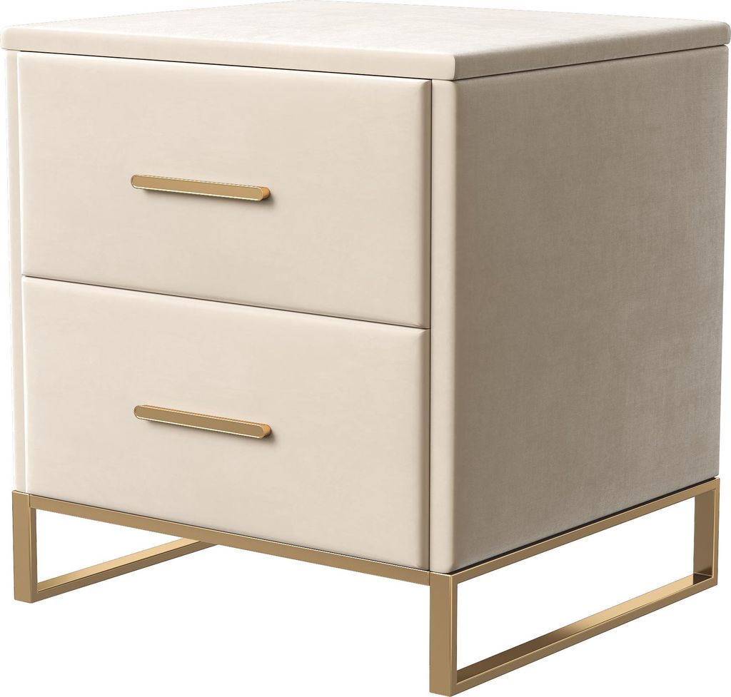 UnboxG Ensemble de 2 tables de nuit en velours beige avec 2 Image du produit 
