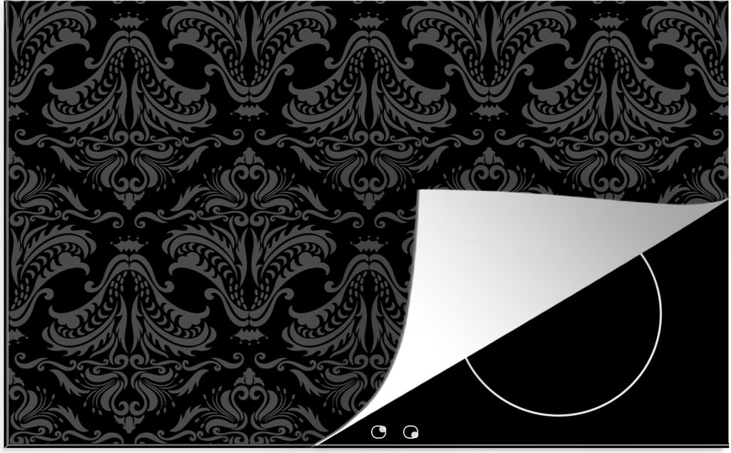 KitchenYeah Herdabdeckplatte Muster - Barock - Damast , 80x52cm, Küche Deko, Glaskeramikkochfeld Herdabdeckung, Abdeckplatte fùr Kochfeld