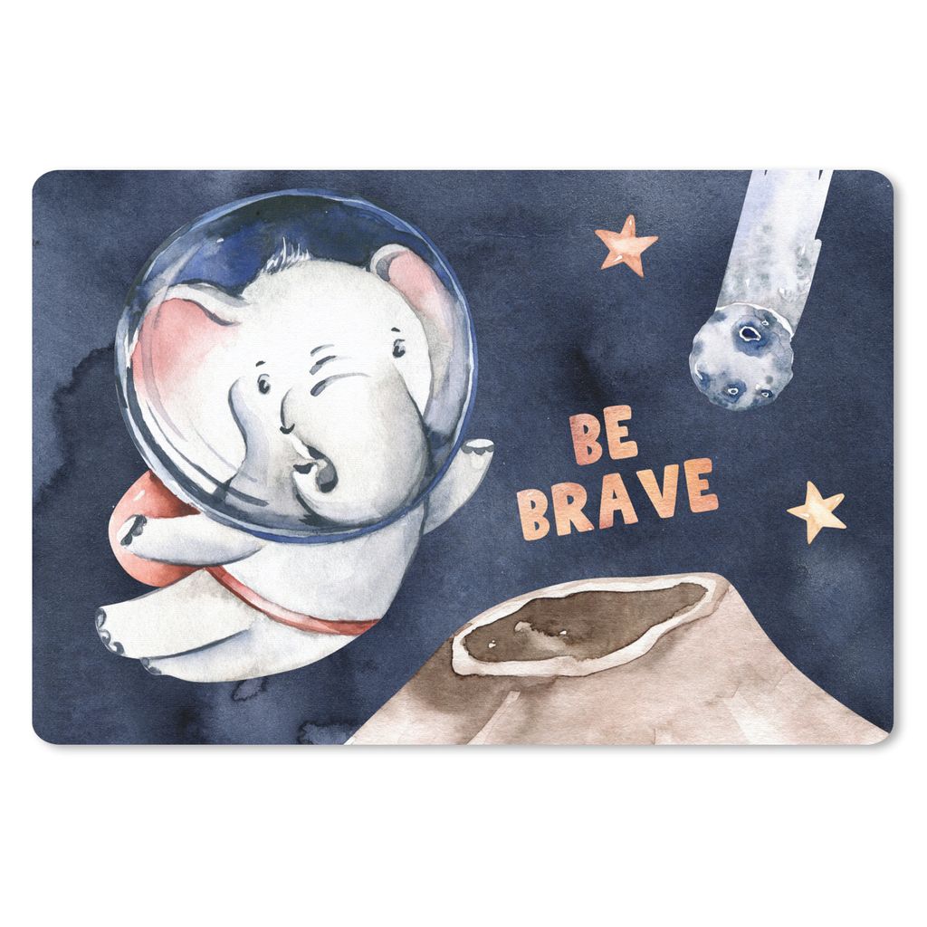 MuchoWow Schreibtischunterlage Sei tapfer' - Elefant - Sprichwörter - Zitate - Junge - Mädchen - Kinder 60x40 cm - XXL Mauspad - Großes Mauspad