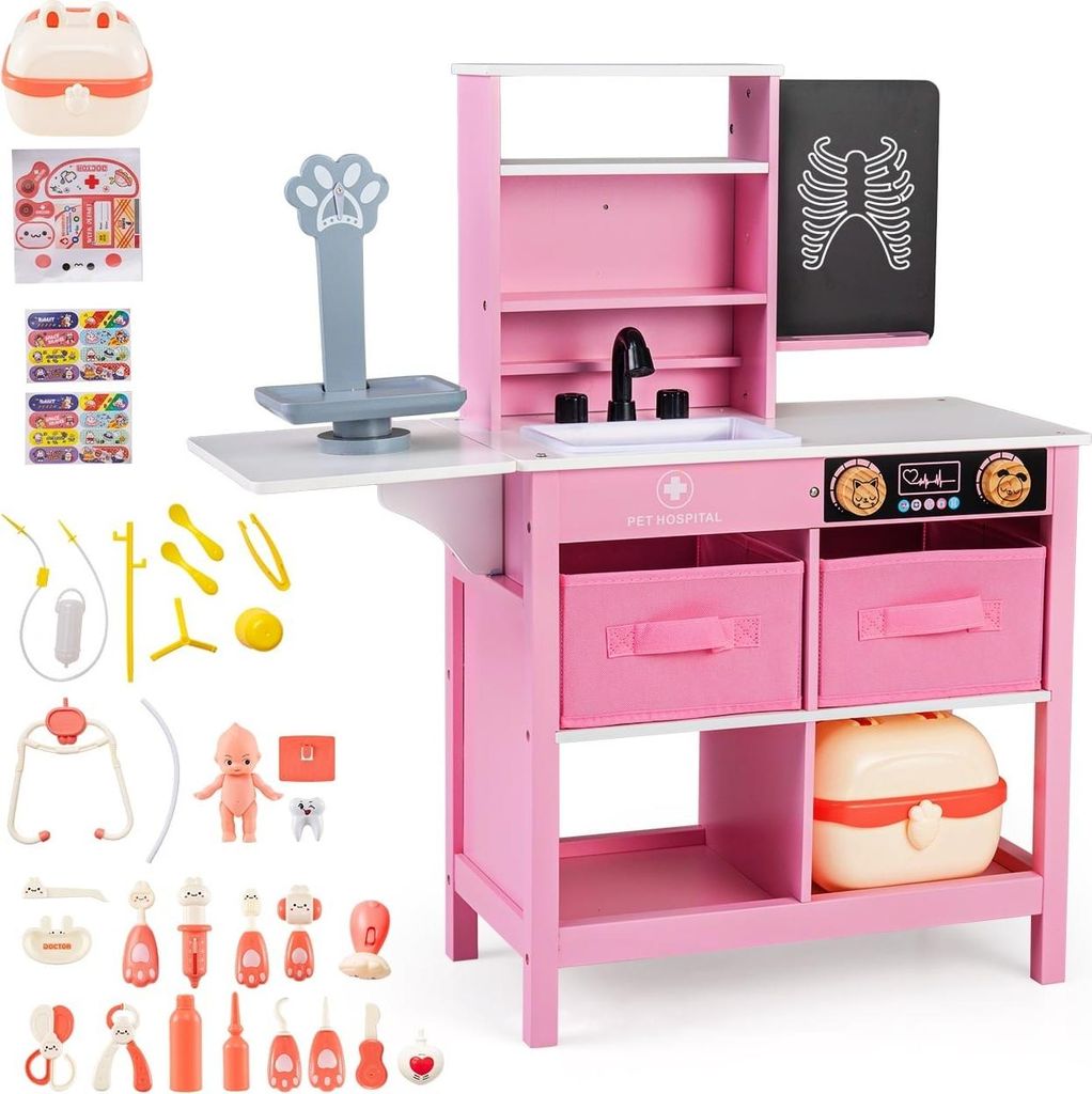 Holz-Arztspielset für Kinder mit Tafel und Waschbecken
