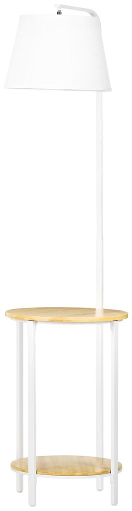 HOMCOM Vloerlamp, staande lamp met 2 plateaus, 40W, wit Productafbeelding 