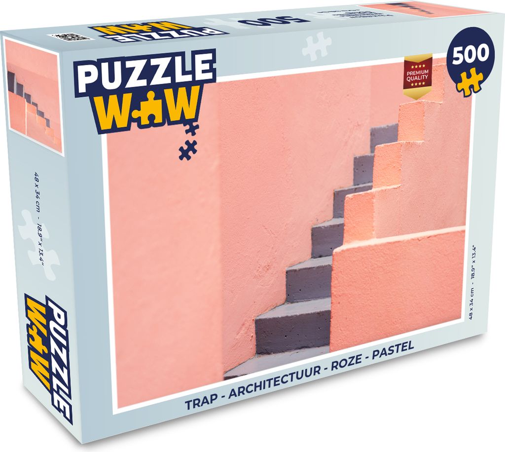 MuchoWow Puzzle 500 Teile Treppe - Architektur - Rosa - Pastell - 500 Teile - Kinder - Selberbauen - Puzzlespiele