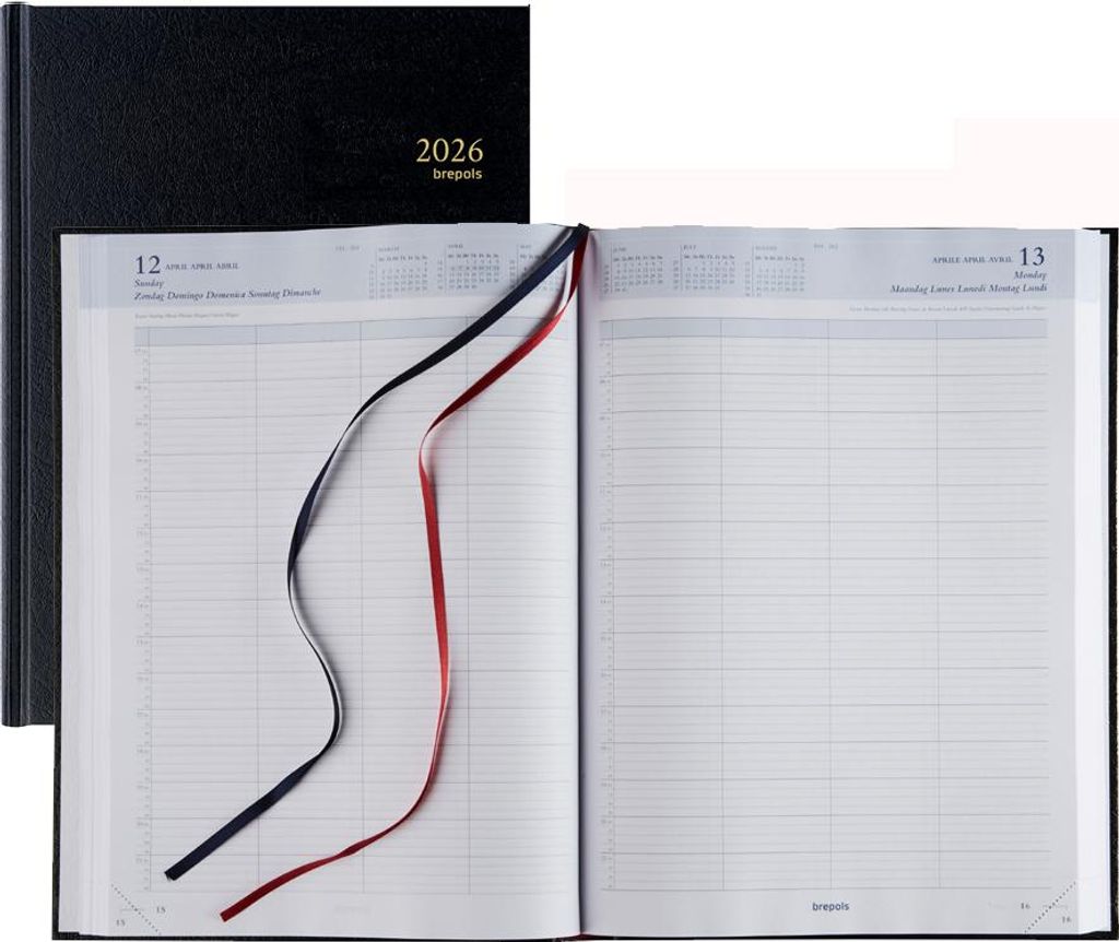 Brepols Bremax1 Santex, Daily appointment book, Hardcover, Schwarz, 7:00 - 21.45, Kunstleder, Case binding
