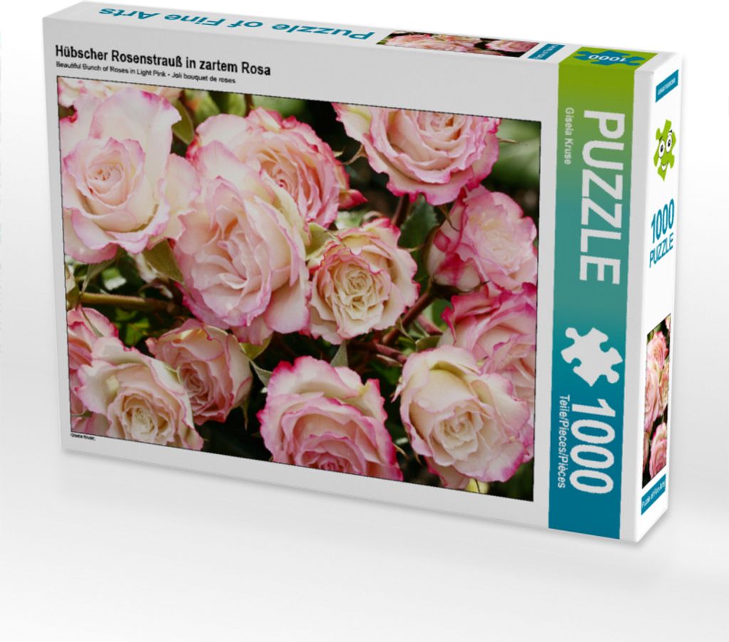 CALVENDO Puzzle Hübscher Rosenstrauß in zartem Rosa | 1000 Teile Lege-Größe 64x48cm Foto-Puzzle für glückliche Stunden
