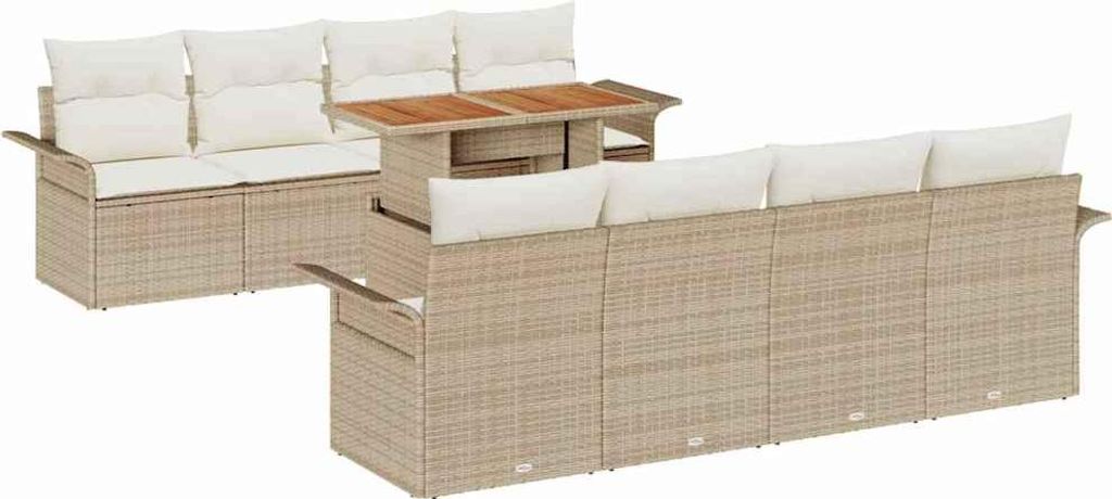 vidaXL Gartensofa-set mit Kissen 7 pcs Beige und Creme Poly-Rattan