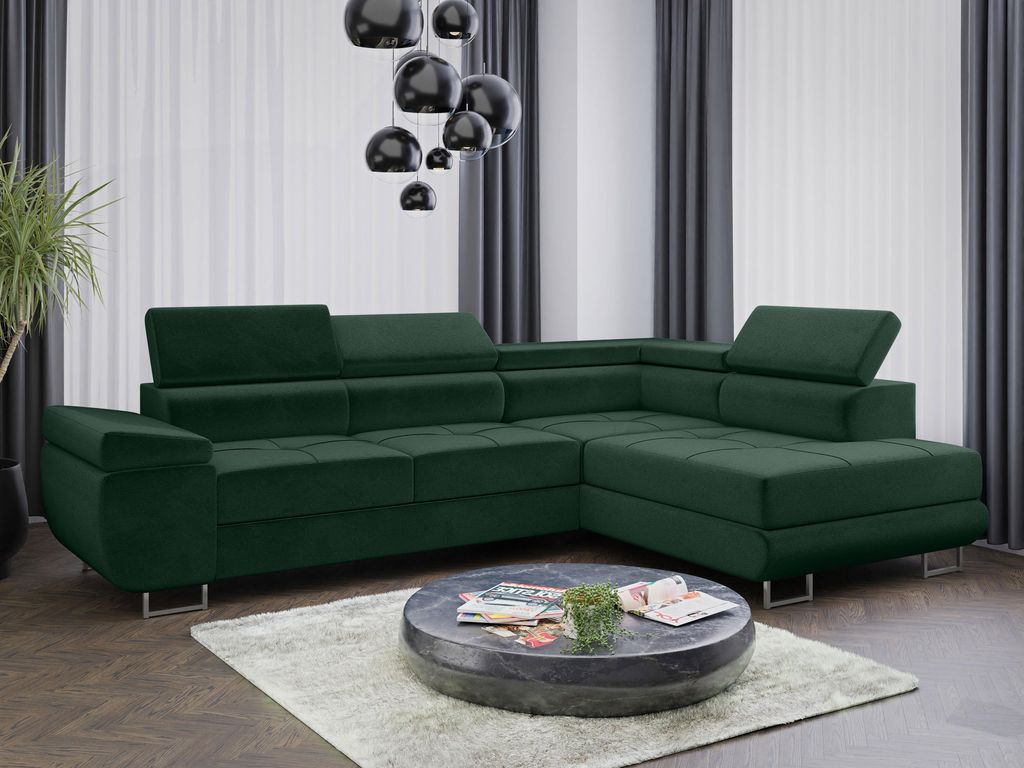 Sofa Couchgarnitur Sofagarnitur ALMA L mit Schlaffunktion und Bettkasten Wohnlandschaft Couch Polsterecke Eckcouch Polstergarnitur 15 Farben