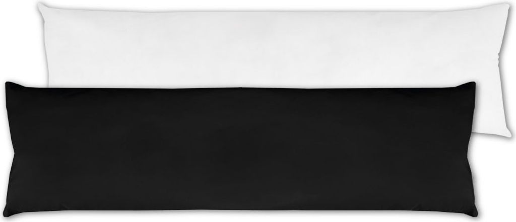 Seitenschläfer Kissenhülle, Hülle für Ihr Füllkissen oder Seitenschläferkissen inkl. Füllkissen (ca. 40x140cm / Schwarz)