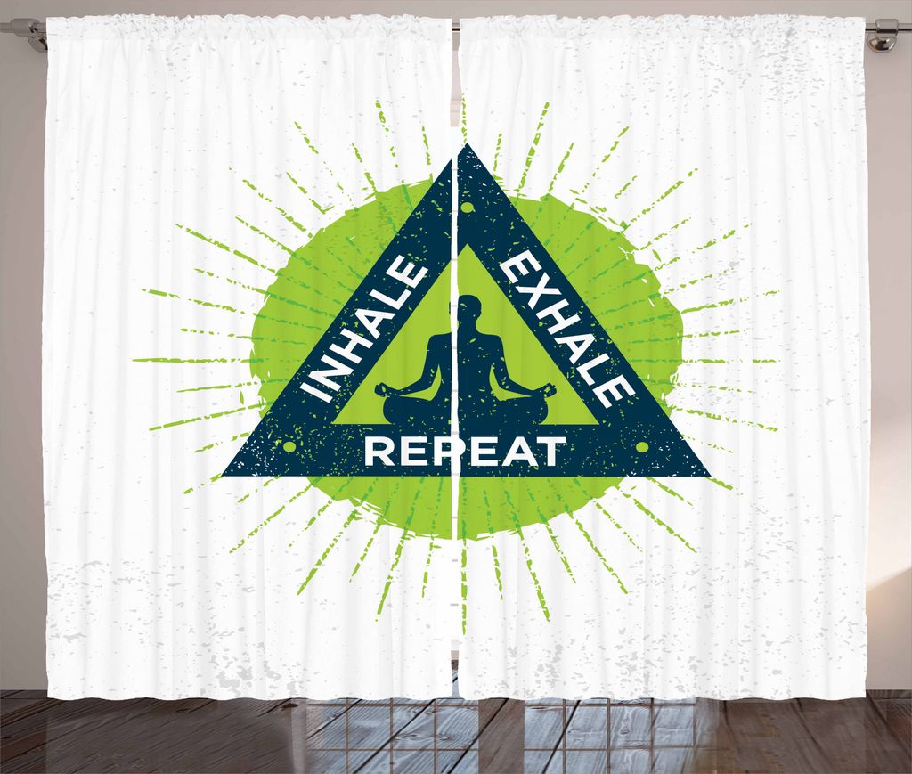 ABAKUHAUS Einatmen Ausatmen Rustikaler Gardine, Meditieren Lady, Schlafzimmer Kräuselband Vorhang mit Schlaufen und Haken, 280 x 175 cm, Lindgrün...