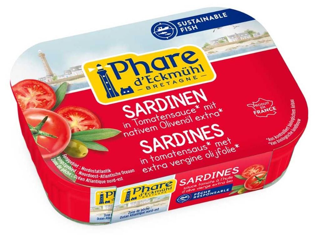 Sardines - Tomatensaus met biologische olijfolie, 135g Productafbeelding 
