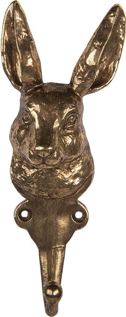 Clayre & Eef Wandhaken Kaninchen 7x4x18 cm Goldfarbig Metall