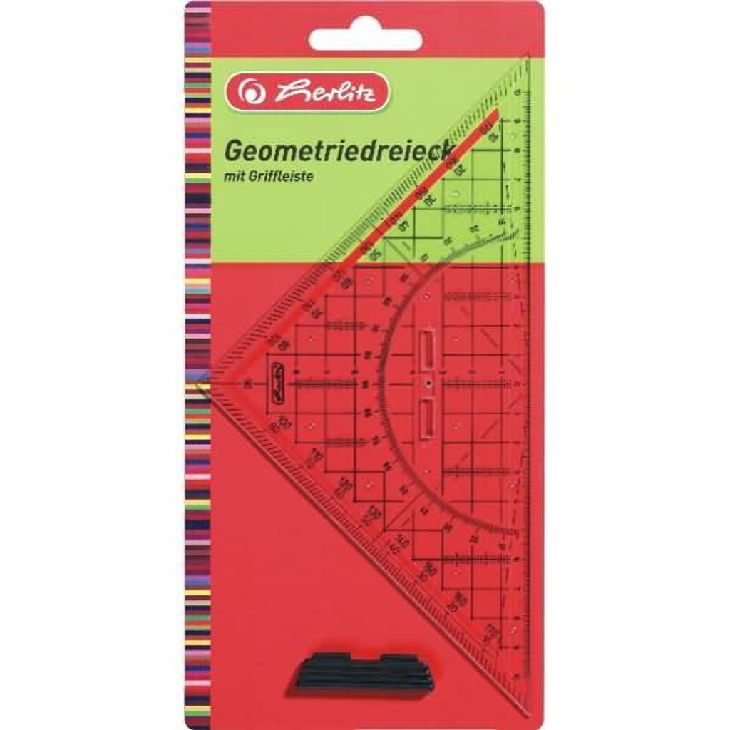 Herlitz Geometrie-Dreieck groß mit Griff, 1 Stück in Klarsichtpackung