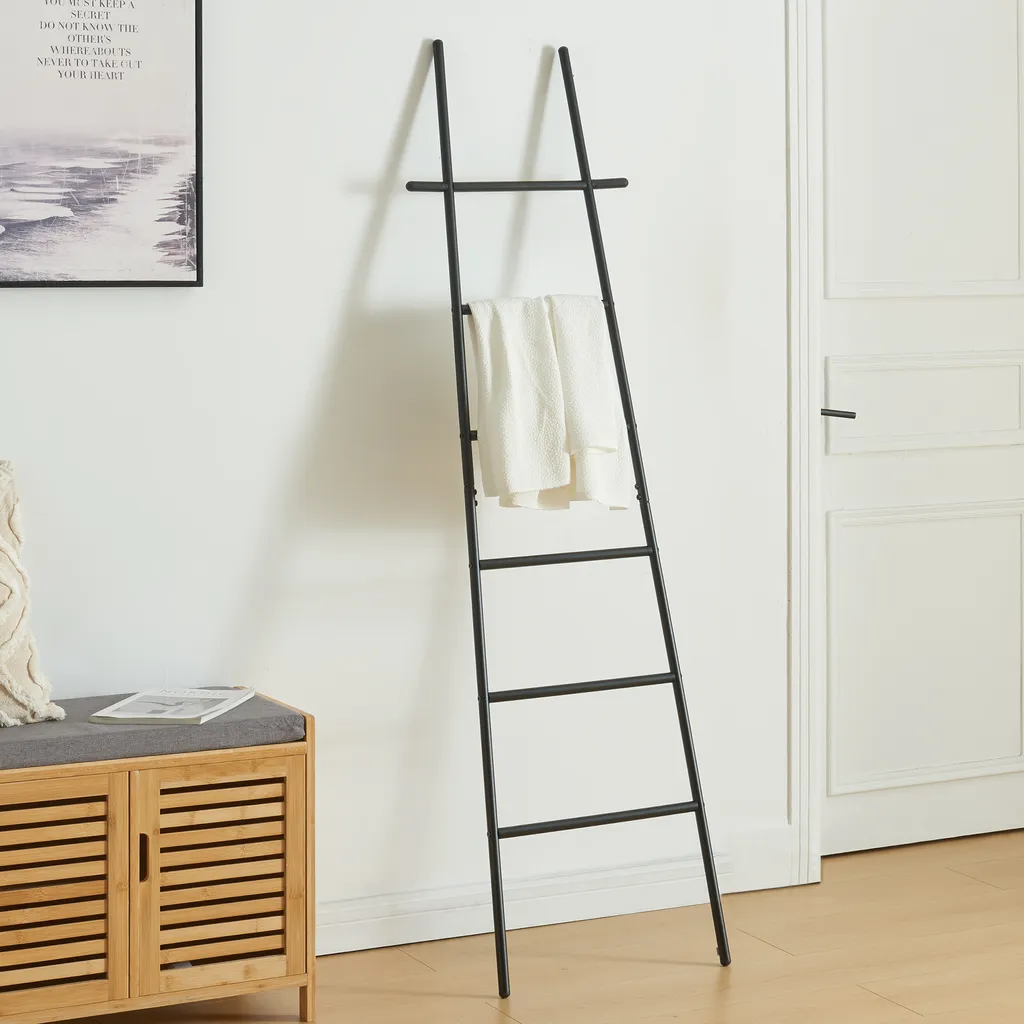 Échelle porte-serviettes Øyer sans perçage 170 cm acier - Stop humidité