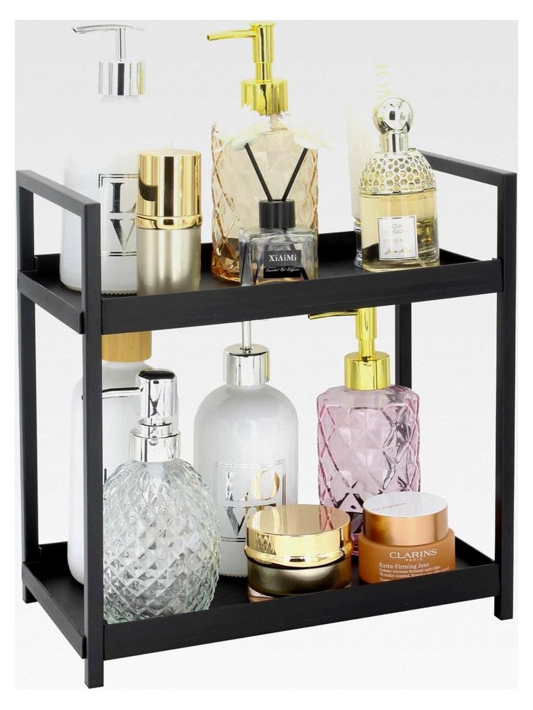 2-stöckiger Badezimmer-Organizer, Aufbewahrungsregal für Make-up und Toilettenartikel für Schlafzimmer, Küche und Waschbecken, Kosmetik-Organiz...