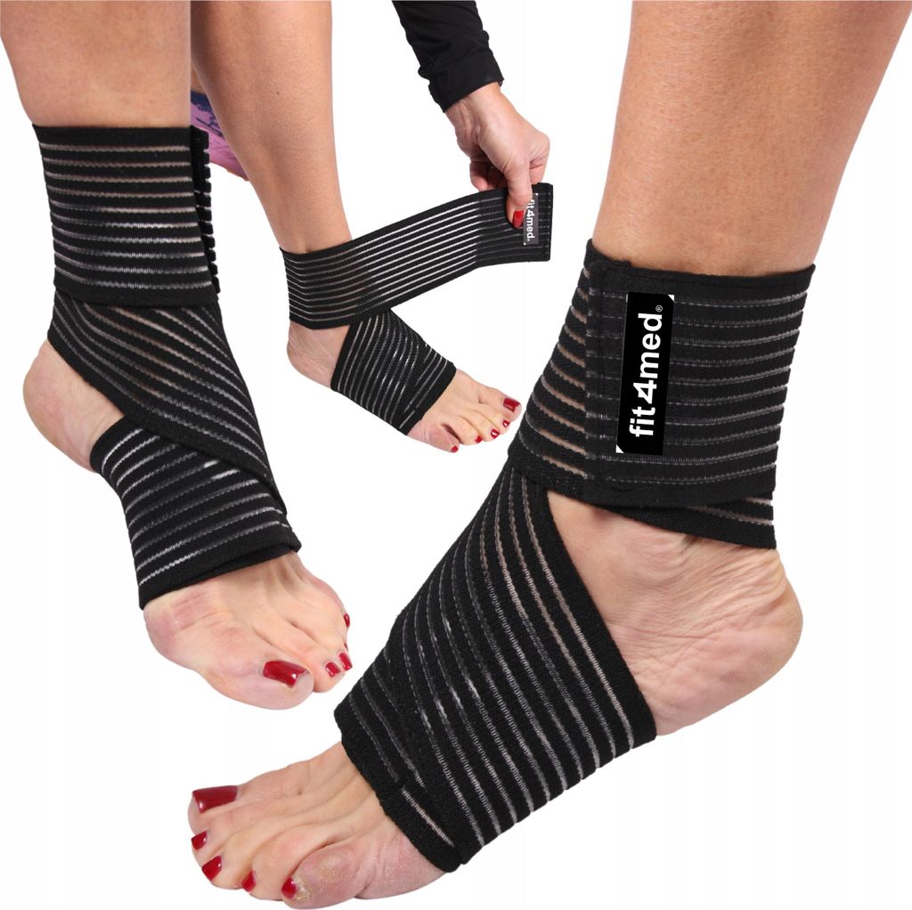 FIT4MED | Stabilizer Knöchelbandage - Schwarz - 76 Cm - Elastische Bandage - Fußgelenkstütze