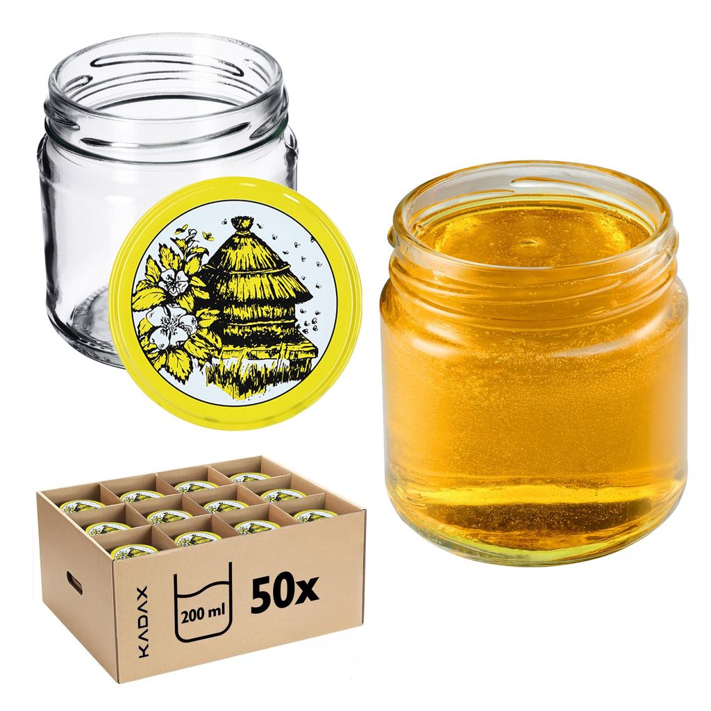 KADAX Einmachgläser mit Deckel "Lerma", Einweckgläser, 200 ml, 50 Stück, Deckel mit Hundemuster