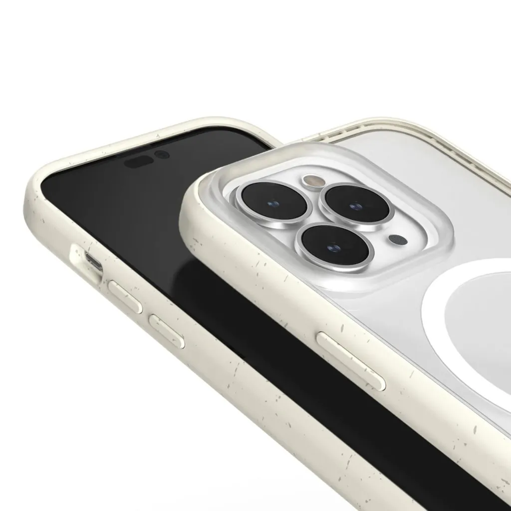 Cover Woodcessories MagSafe iPhone 14 Pro Max Offwhite | Trasparente Bio - 7