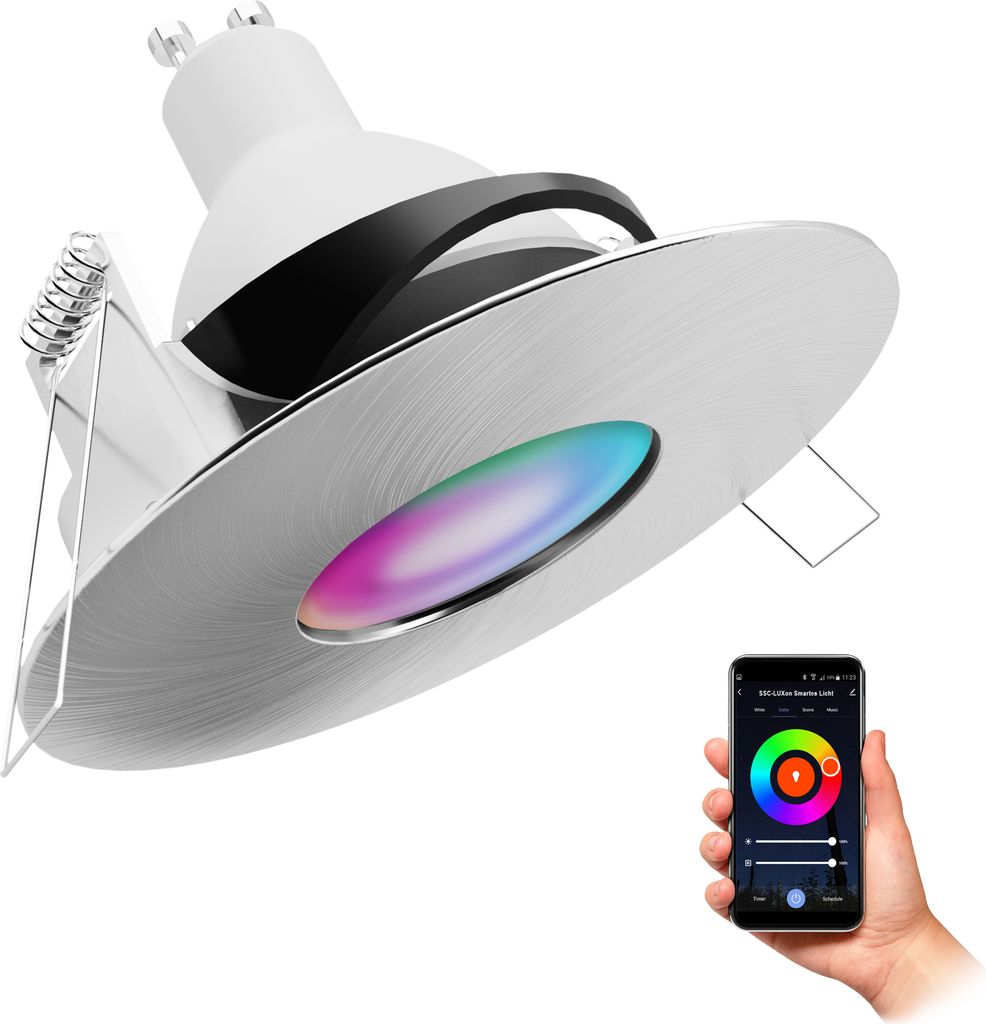 SSC-LUXon YOKU Einbauleuchte schwenkbar IP65 Smart dimmbar mit WLAN LED GU10 Lampe (RGB & Weißtöne) - Steuerung per App & Sprache