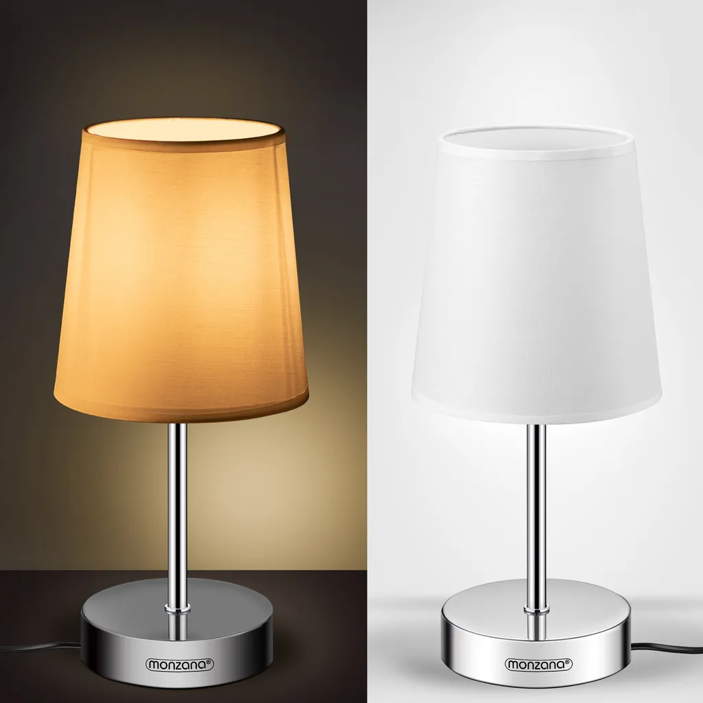 Monzana Set 2 Lampade da Comodino con Paralume in Tessuto E14 Design - 5