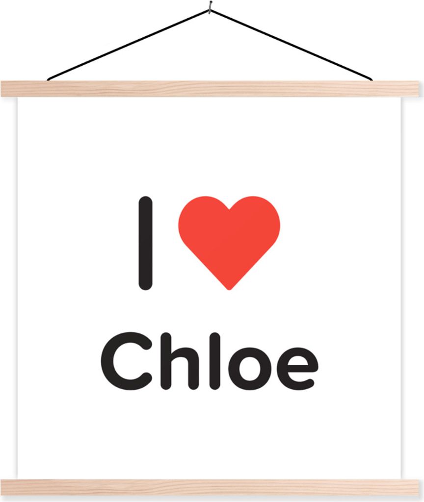 MuchoWow Textilposter Ich liebe - Chloe - Mädchen 40x40 cm mit holzfarbenen Rahmen - Posterleiste