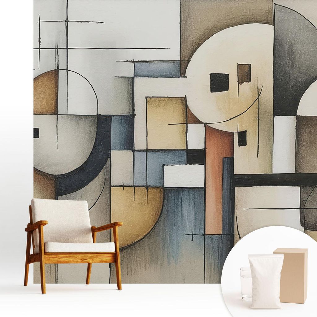 Fototapete - 250x250 cm - Tapete - Wandtapete - Wandbilder - Dekofolie - Tapete Folie - Wand - Dekoration - Wohnzimmer - Geometrische Harmonie