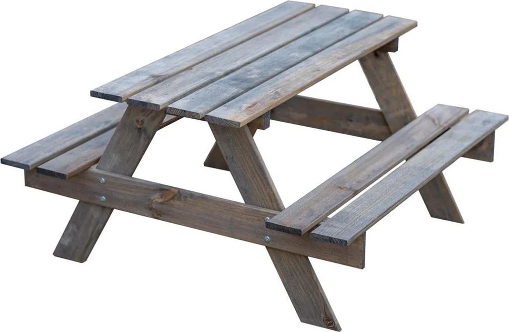 ITA Kindersitzgarnitur aus Holz Grau - Kinder Picknicktisch mit 2 Bänken - Kinder Sitzgruppe für Indoor & Outdoor - Qualität direkt vom Herstell...