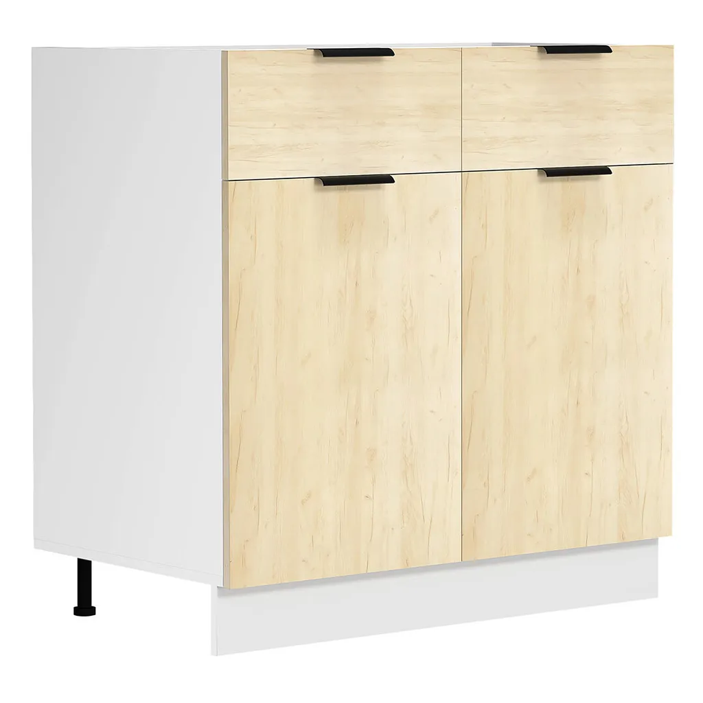 Mobile Base Cucina Fasola 80cm Rovere Miele e Bianco - Offerta