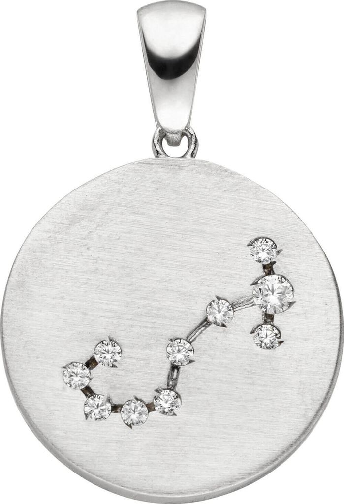 Anhänger Sternzeichen Skorpion 10 Zirkonia 925 Silber mattiert rund Halsschmuck