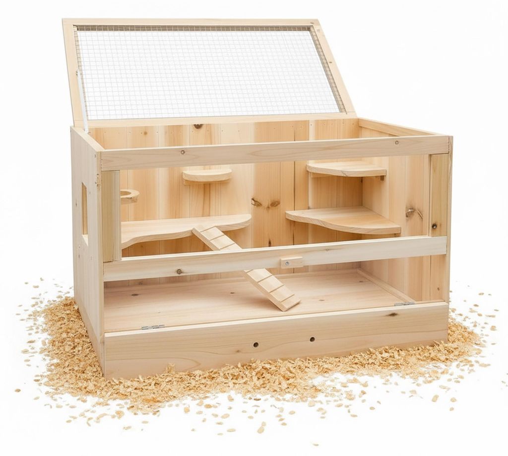 Mucola Käfig aus Holz Hamsterkäfig Mäusekäfig Rattenkäfig Produktbild 