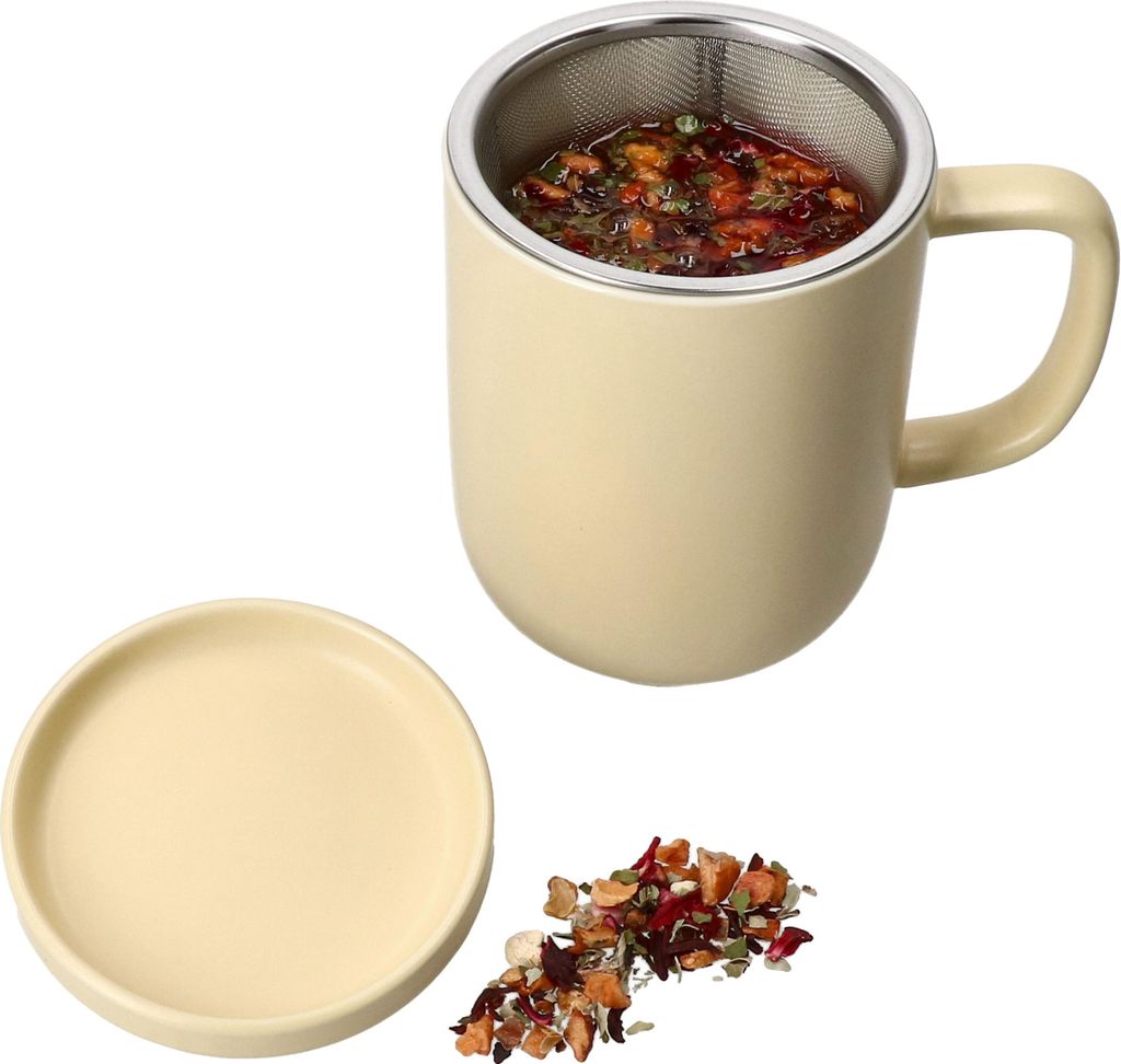 Ritzenhoff Jasper Vanille Teebecher mit Teesieb & Deckel 300ml Kaffee-Tasse