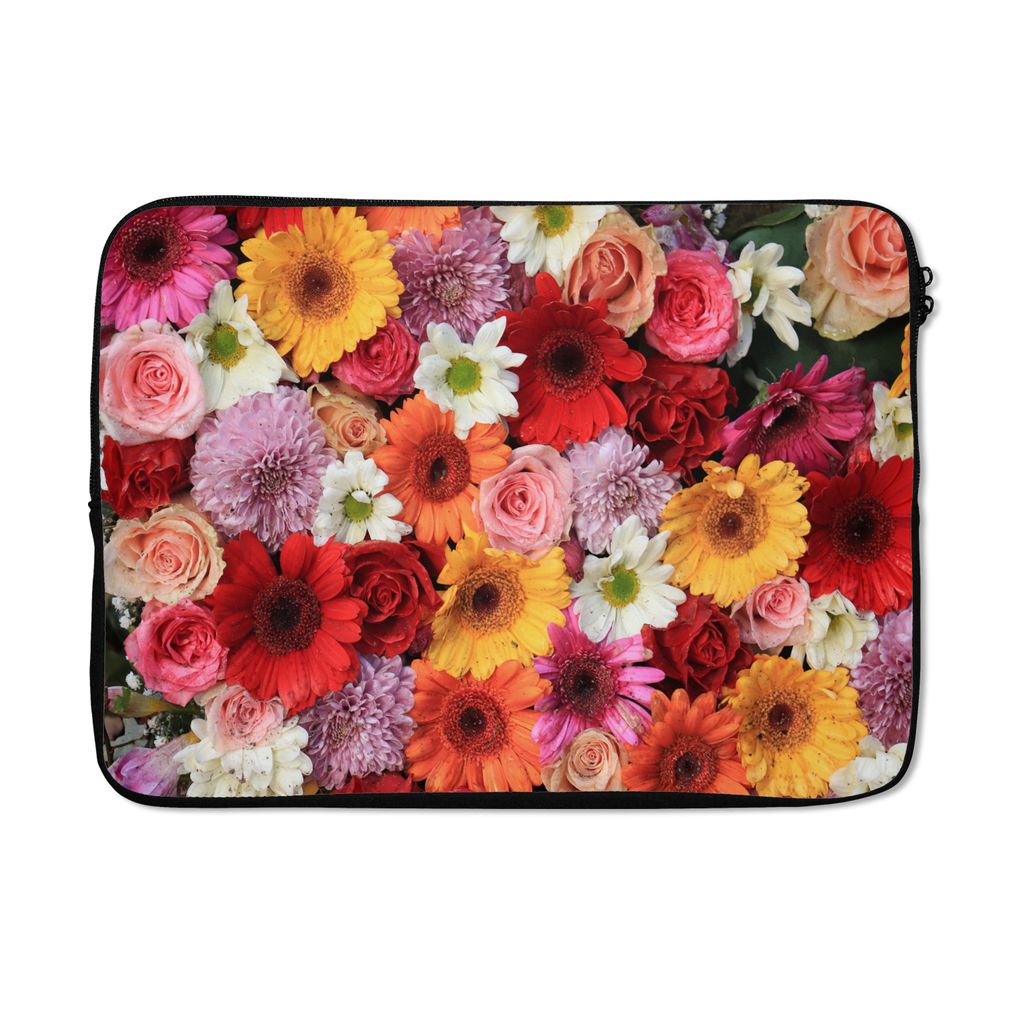 MuchoWow Laptop Hülle 14 ZollBlumen - Farben - Gerbera - Rosen Laptoptasche - Laptoptasche - Stoßsicher - Schutzhaube