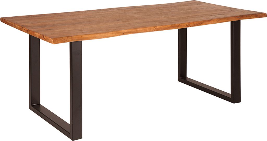 Tisch Massiv Holz Ausziehbar Massivholz Esstisch MAMMUT Aus Wild-Akazie – Industrial Design Mit Baumkante, 90x90 Cm, Platz Für 6 Personen Esstisch Massivholz