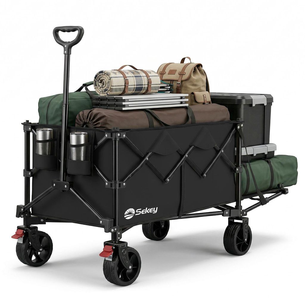 Sekey Klappbar Bollerwagen mit Faltbarer Heckklappe, 160L & Produktbild 