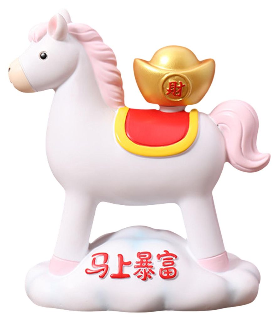 Cartoon-Pferdefigur bringt Glück und Wohlstand, Mini-Pferdestatue, federndes Pferde-Fidget-Spielzeug, Neujahrsdekoration