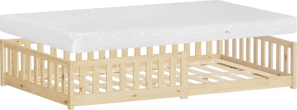 ML-Design Kinderbett 120x200 cm Natur Bodenbett für Kinder Produktbild 