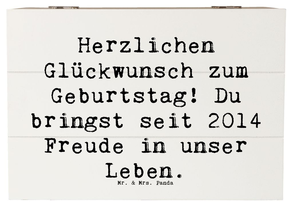 Mr. & Mrs. Panda Box Spruch 2014 Geburtstag Freude 22 x 15 cm - Weiß - Geschenk, schatztruhe, Jahrgang, Alter, Truhe, geschenkkiste, Jahrgangsgebu...