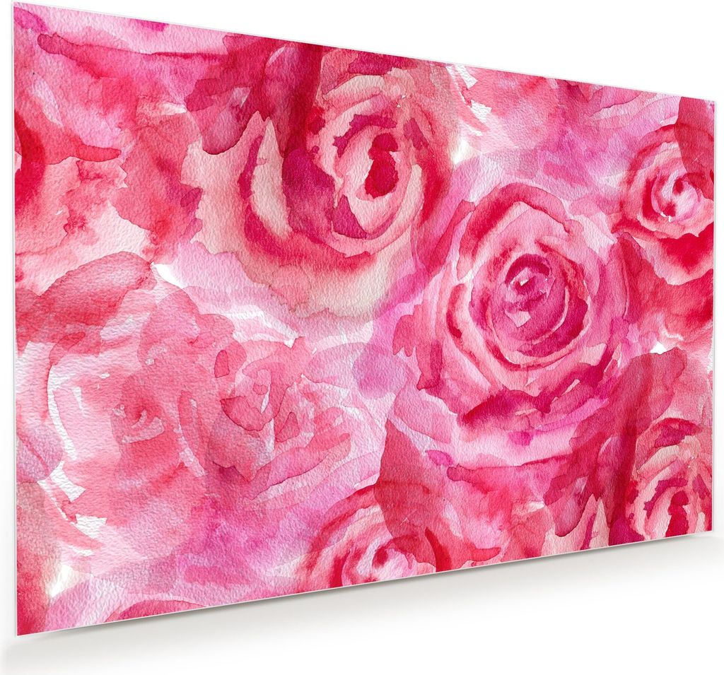 Glasbild Wandbild Pinke Rosenblüten 120x80cm in XXL für Wohnzimmer, Schlafzimmer, Badezimmer, Flur