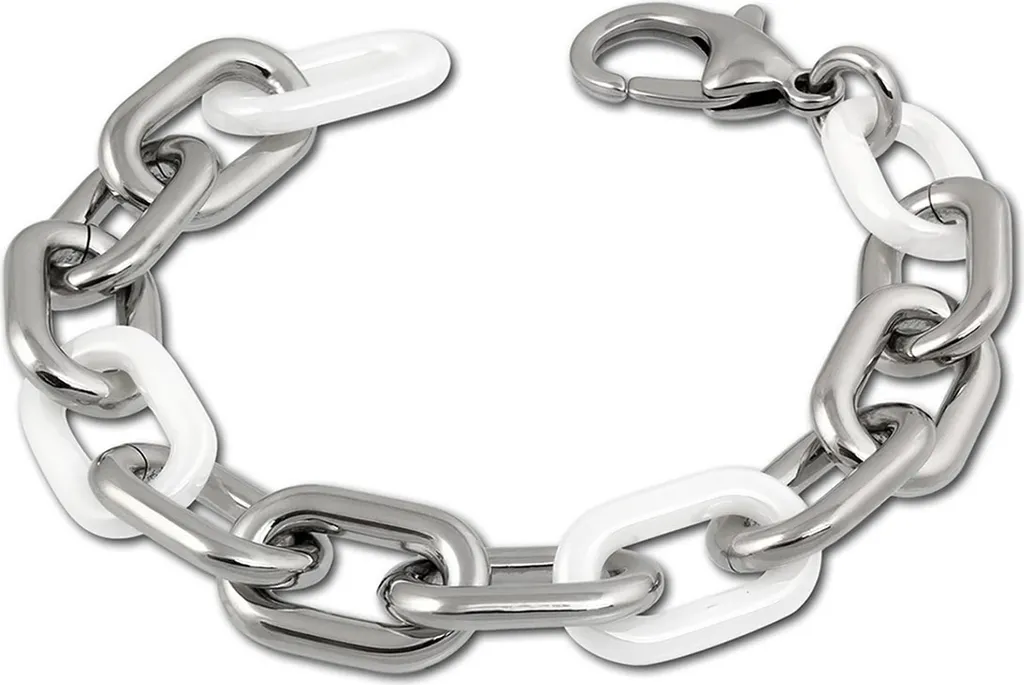Amello Bracciale Maglia Larga Donna - Acciaio e Ceramica Bianca D2ESAX19W9