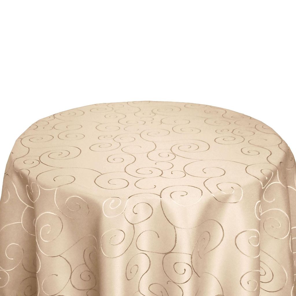 ORNAMENTE Tischdecke RUND 135 BEIGE bügelfrei strapazierfähig pflegeleicht festlich