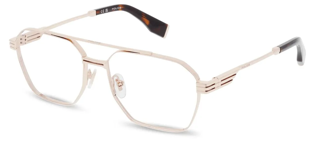 Lunettes de vue Police VPLQ76 Shiny Rose Gold 58/16/150 pour Homme