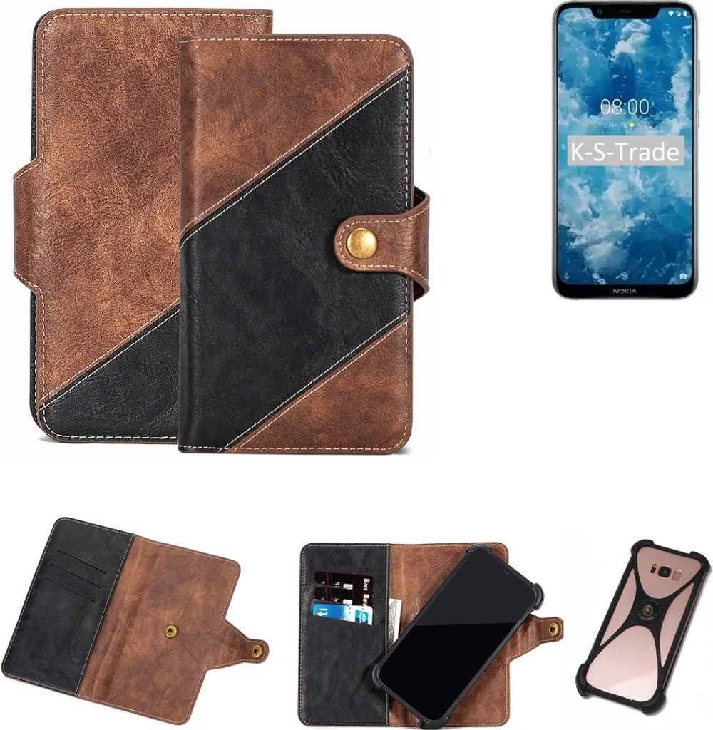 K-S-Trade Handy Hülle Schutz Hülle Schutzhülle Bookstyle Case kompatibel mit Nokia 7.1 Plus Handy Cover Hülle Schutztasche 1x
